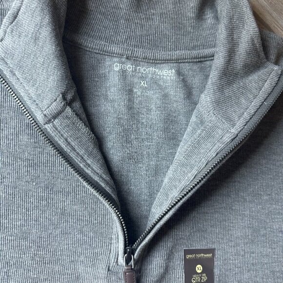 Great Northwest Grey 1/3 Zip Heavy Rib Pullover Sweater | Men’s XL | NWT - Picture 3 of 5